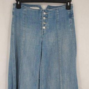 Free People Womens Denim Button Fly Bell Bottom Jeans Blue 25